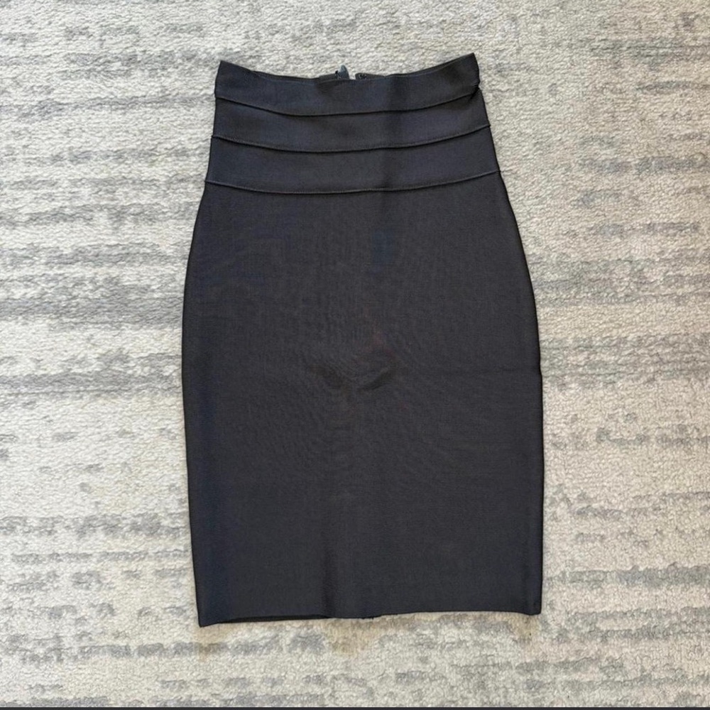 Herve Leger Black High-Waist Bandage Pencil Skirt